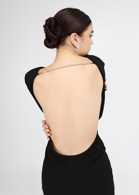 The Ritual Dress – Timeless Form-Fitting Black dress with Subtle Cutouts and Open Back