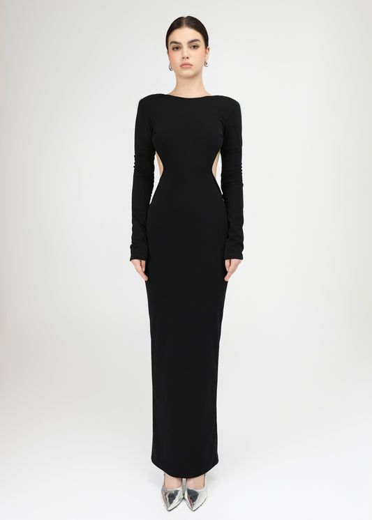 The Ritual Dress – Timeless Form-Fitting Black dress with Subtle Cutouts and Open Back