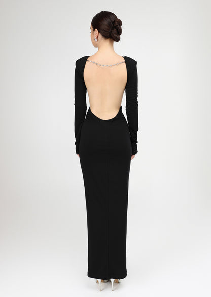 The Ritual Dress – Timeless Form-Fitting Black dress with Subtle Cutouts and Open Back