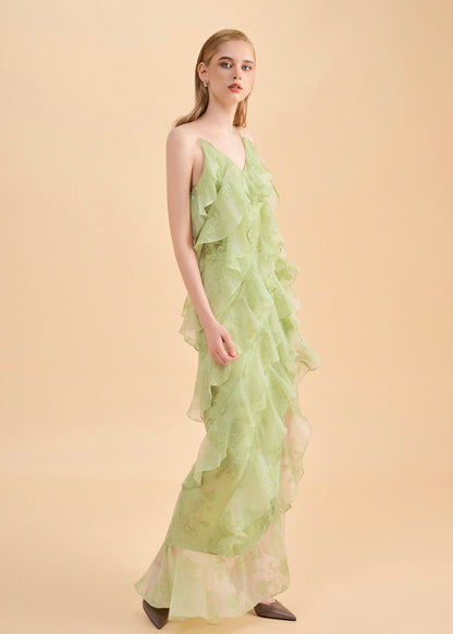 The Breeze Dress - Graceful Asymmetrica Ruffle Dress with Open Back and Side Slit