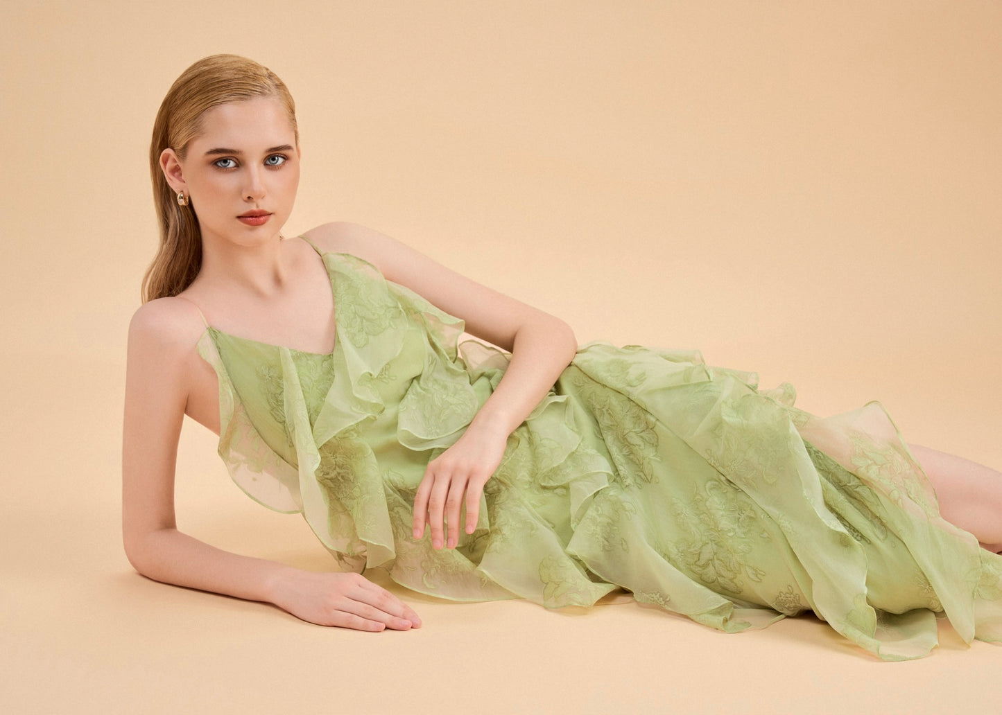The Breeze Dress - Graceful Asymmetrica Ruffle Dress with Open Back and Side Slit
