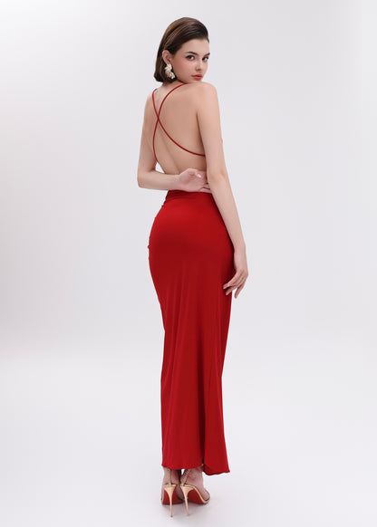 The Grace Dress - A daring, curve-hugging gown with cutouts, a high slit, and a romantic flower detail