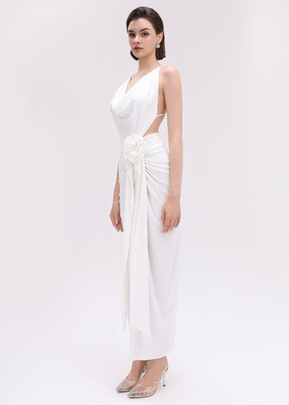 The Grace Dress - A daring, curve-hugging gown with cutouts, a high slit, and a romantic flower detail