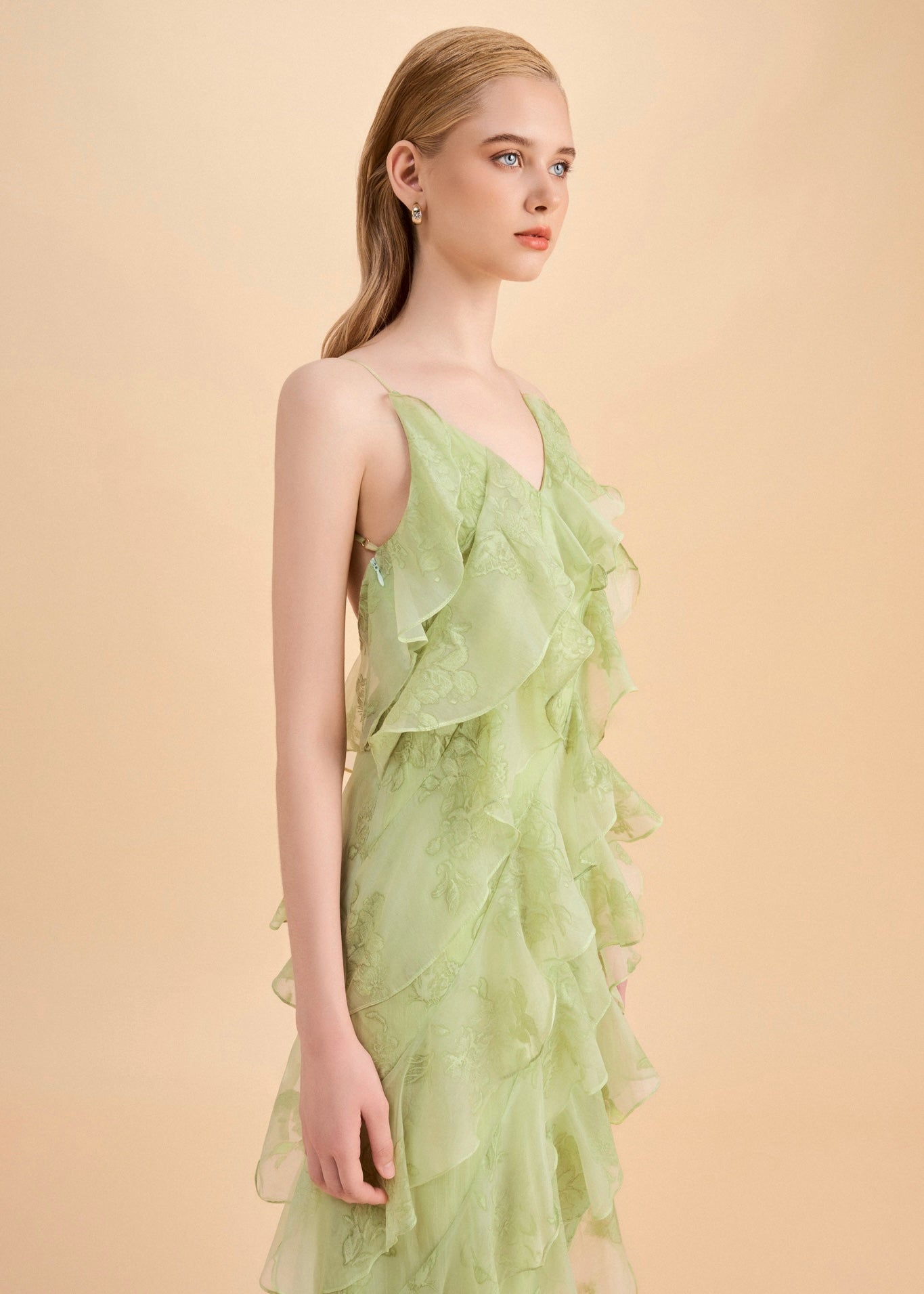 The Breeze Dress - Graceful Asymmetrica Ruffle Dress with Open Back and Side Slit
