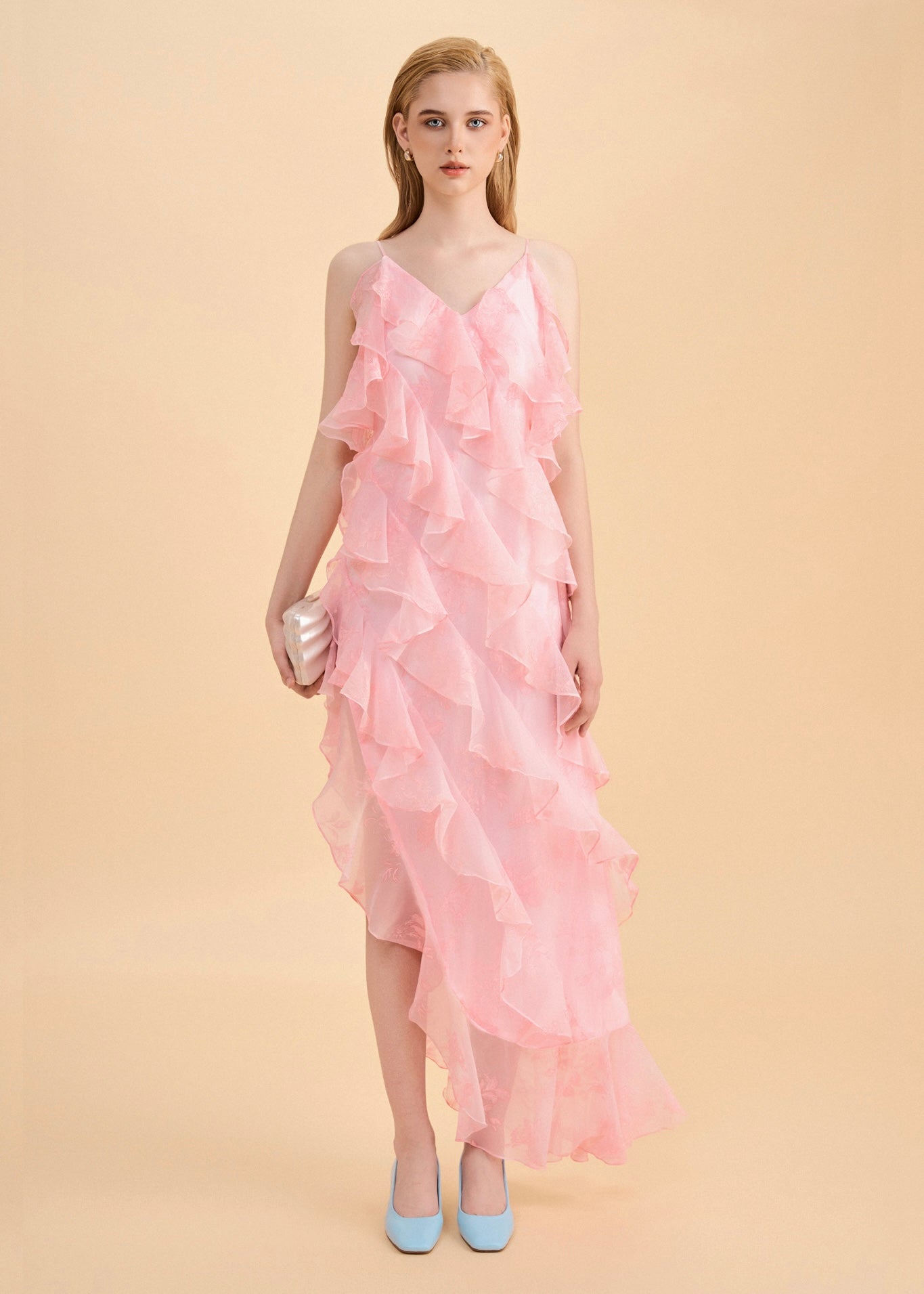 The Breeze Dress - Graceful Asymmetrica Ruffle Dress with Open Back and Side Slit