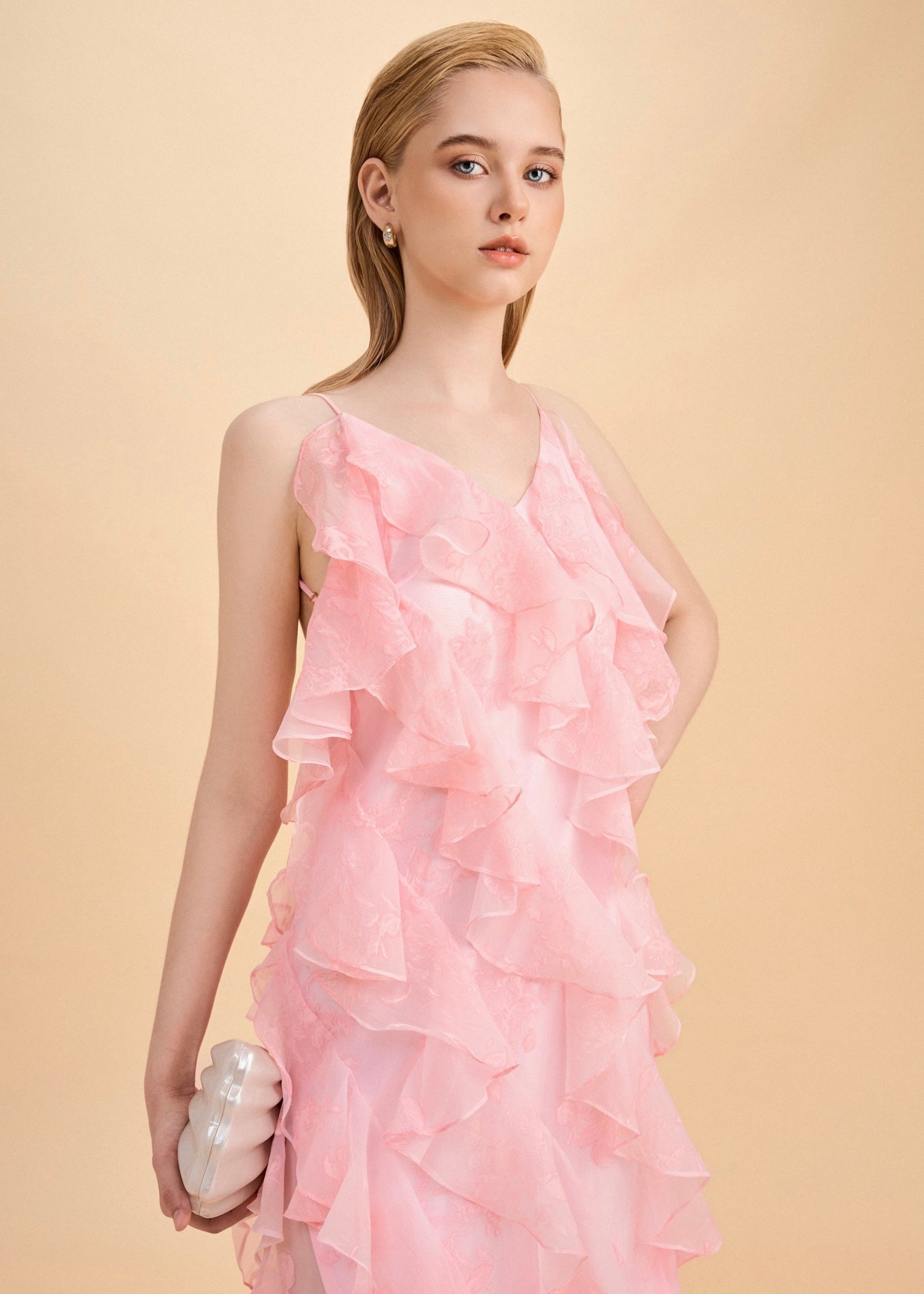 The Breeze Dress - Graceful Asymmetrica Ruffle Dress with Open Back and Side Slit