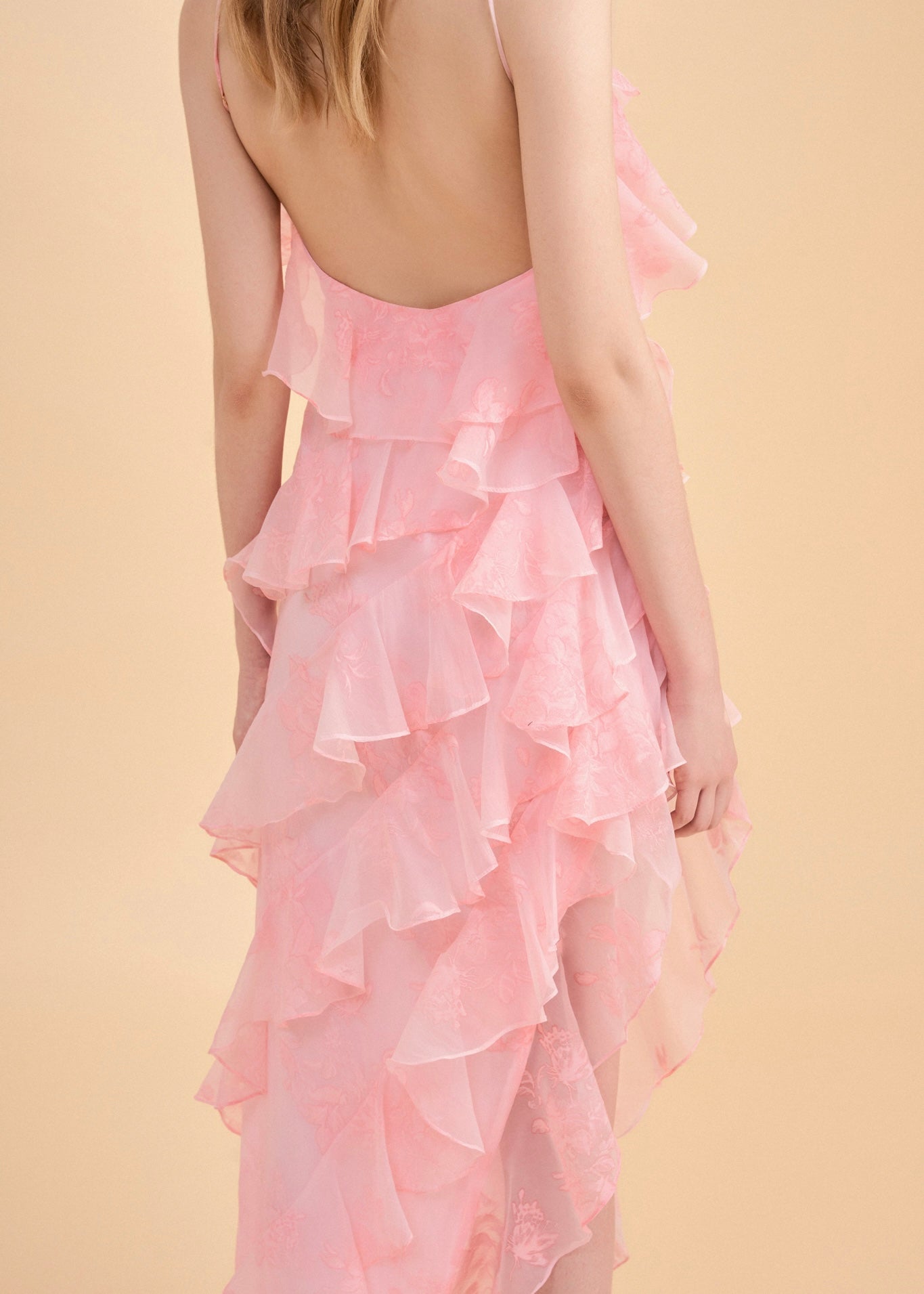 The Breeze Dress - Graceful Asymmetrica Ruffle Dress with Open Back and Side Slit